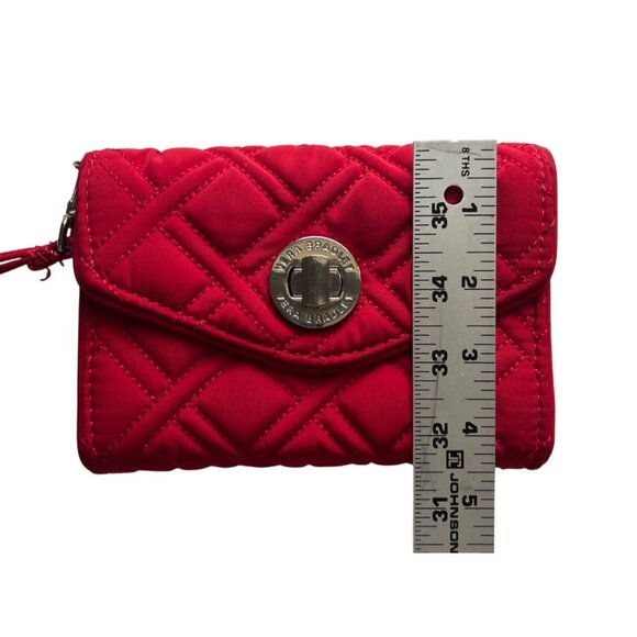 Vera Bradley Red Quilted Wristlet Wallet With Turnlock Closure - Picture 8 of 8